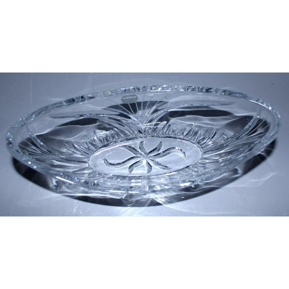 Vintage Bohemia cut crystal glass oval shaped Candy Dish approx $35 - Picture 5 of 7